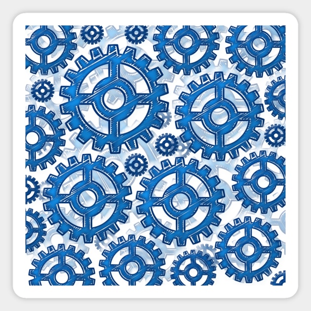 Blue gear wheels Magnet by Gaspar Avila